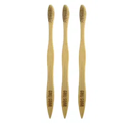 GOLI SODA Set Of 3 Brown Bamboo Toothbrush-56