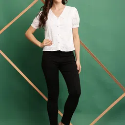 Edla Mandarin Collar Puff Sleeve Cotton Schiffli Top-picture-20
