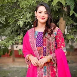 BAESD Ethnic Motifs Printed Regular Mirror Work Kurta with Palazzos & With Dupatta image 4