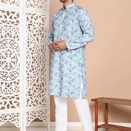 Jompers Men Printed Regular Sequinned Kurta with Pyjamas image 5