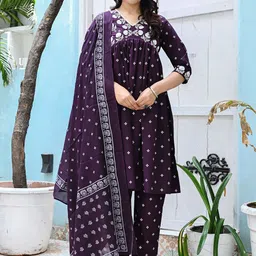 VASUPRADA Women Floral Printed Cotton Kurta with Trousers & Dupatta-picture-51