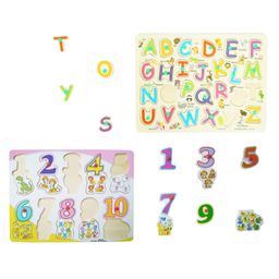 Wishkey Wooden English Alphabet & Number Knob And Peg Puzzle Multicolor Set Of 2 - 36 Pieces image 2
