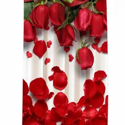 BELLA TRUE Red & White Floral Printed Room Darkening Door Curtain-image-81