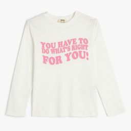 Koton Girls Typography Printed Applique T-shirt-picture-23