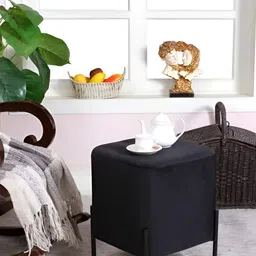 Shadowkart Set Of 2 Black Sitting Mudda Puffy Stool Dinning Ottomans image 5