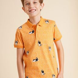 Jack & Jones Junior Boys Typography Printed Polo Collar Cotton T-shirt-image-35
