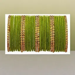 SAVORADE Set Of 12 Green Glass Bangle-picture-28