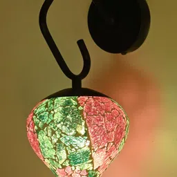1ST TIME Pink & Blue Printed Glass Traditional Cylinder Shaped Wall Lamp-picture-27