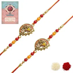 MEIRA JEWELLERY Set Of 2 Rakhi With Roli Chawal & Greetings Card Set-image-58