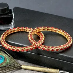 Anouk Set Of 2 Gold-Plated Stone Studded Bangles-0