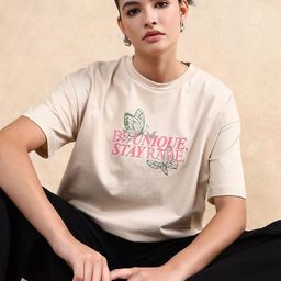 RAREISM Women Printed Drop-Shoulder Sleeves Pockets T-shirt-picture-1