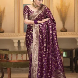 yourwish Woven Design Zari Pure Silk Banarasi Saree-image-86