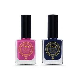 Saba Set Of 2 Breathable Nail Polish -12Ml Each Mulberry Pink & Russian Blue-6