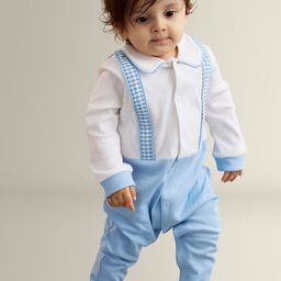 My Milestones Infant Boys Checked Pure Cotton Long Sleeves Romper With Gingham Straps-15