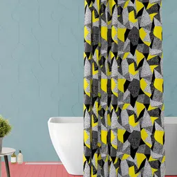 ArtzFolio Yellow & Black Abstract Printed Waterproof Shower Curtain-image-46