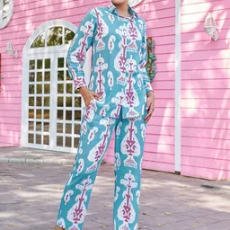Moda Rapido Printed Shirt Collar Shirt With Trousers-image-11