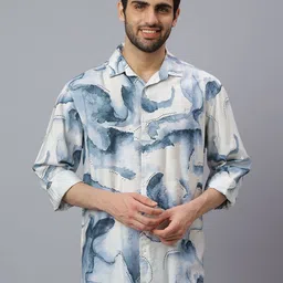 NEON CHILLIE Abstract Printed Spread Collar Classic Slim Fit Cotton Shirt-image-37