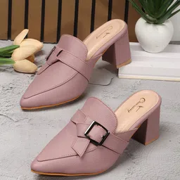 CHINRAAG Women Synthetic Block Heel Mules-11