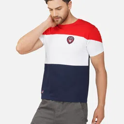 ALARM Men Colourblocked Round Neck Cotton T-shirt-66
