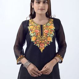 TROMBOO Floral Embroidered Pure Georgette Kurti-picture-14
