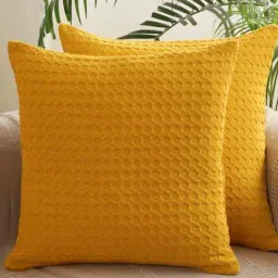 jamio firati Yellow Woven Cotton 20 x 20 Inches Cushion Covers (Set of 2)-picture-25