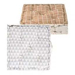 Myntra Elegant Homes Brown & Grey 2 Pieces Checked Cotton Chair Pads-image-49
