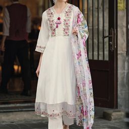 Kedar Fab Women Floral Embroidered Regular Zardozi Kurti with Dhoti Pants & With Dupatta-picture-15