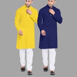 VS MALL Navy Blue Cotton Blend Kurta Sets-image-93