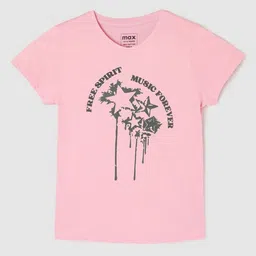 max Girls Graphic Printed V-Neck Cotton T-Shirt-picture-23