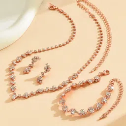 DressBerry Rose Gold Plated Artificial Stones Studded Jewellery Set-43