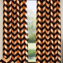 Home Sizzler Brown Set of 2 Geometric Door Curtain-image-44