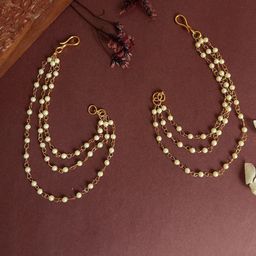 Anouk Gold-Plated Pearl Beaded Contemporary Ear Cuff Chain-15