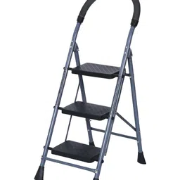 Parasnath Premium Black & Grey Power-Coated Strong & Anti-Skid Foldable 3-Step Ladder-5
