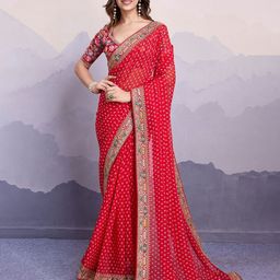 MySilkLove Bandhani Embroidered Pure Georgette Saree-image-40