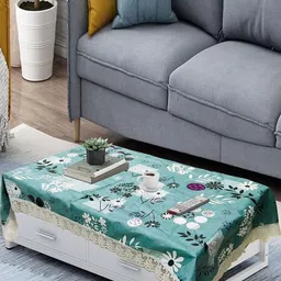 Homerz Green Floral Waterproof Plastic 4-Seater Table Cover-15