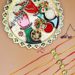 Anouk Set of 6 Elephant Rakhis With Thali Greeting Card & Roli Chawal-47