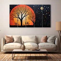 The Castle Decor Red & Black 5 Pieces Tree Printed Wooden Wall Art-image-22