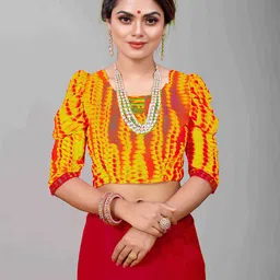 Flip The Style Pure Georgette Sequinned Block Print Saree image 4