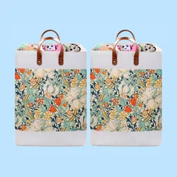 Stylista 2-Pcs Yellow & Green Printed Durable & Foldable Laundry Bag with Handle-15