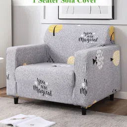 HOKIPO Grey Printed Sofa Cover With Arms-image-80