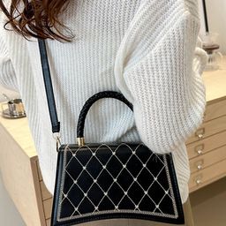 LULU & SKY Textured PU Structured Handheld Bag with Quilted image 3