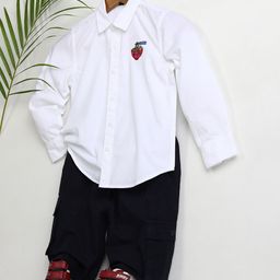Hoop Boys Spread Collar Solid Cotton Slim Fit Casual Shirt-image-24