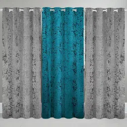 IVAZA Set of 3 Textured Velvet Curtains-13