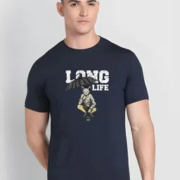 KaamBhari Typographic Printed Round Neck Pure Cotton T-shirt-image-81