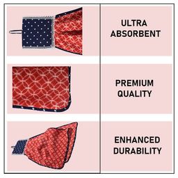 Kuber Industries Red 4 Pcs Printed Microfiber Wash Basin Napkin Towel With Hanging Loops image 2