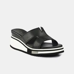 HEEL YOUR SOLE Leather Wedge Open Back Sandals-57