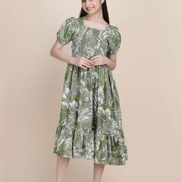 DEKLOOK Puff Sleeve Crepe Formal Fit & Flare Dress-image-17