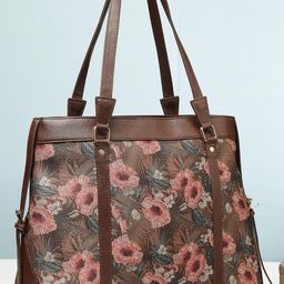 Anouk Women Brown Color Floral Printed Structured Casual Tote Bag-image-12