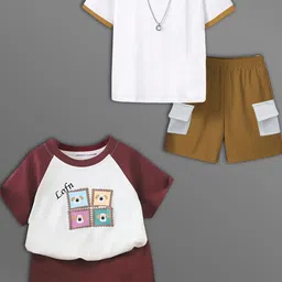 HELPOM Unisex Kids Printed T-shirt with Shorts-picture-48