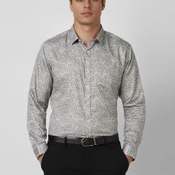V Dot Men Spread Collar Floral Printed Cotton Formal Shirt-image-45